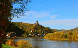 Germany, Cochem Burg, river, city, houses, trees, autumn wallpaper thumb