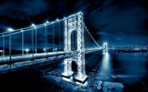 George Washington Bridge, New Jersey, Manhattan, Hudson River, New York City, USA, night lights wallpaper thumb