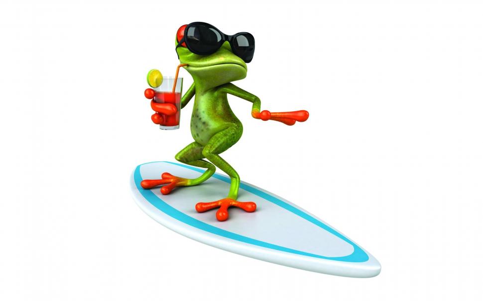 3D Frog Surfing wallpaper,frog HD wallpaper,surf HD wallpaper,funny HD wallpaper,2560x1600 wallpaper