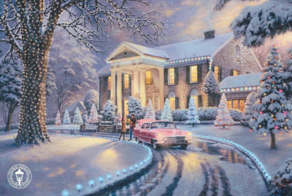 Gracel Christmas wallpaper,house HD wallpaper,snow HD wallpaper,kinkade HD wallpaper,winter HD wallpaper,nature & landscapes HD wallpaper,2049x1376 wallpaper
