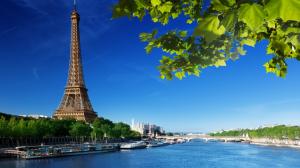 France, Eiffel Tower, summer, leafs, scenery wallpaper thumb