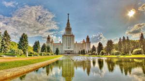 Moscow University, summer, water, pond, grass, trees wallpaper thumb