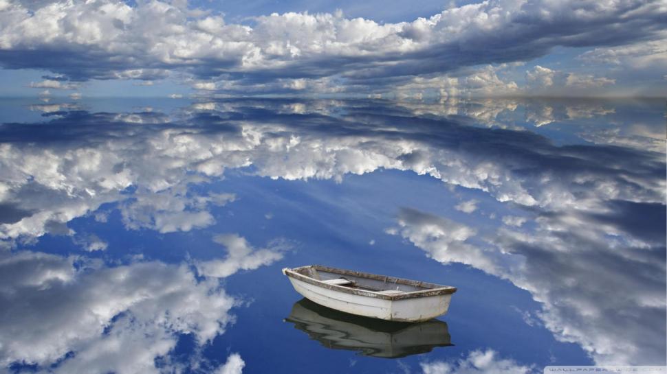 Boat In The Clouds wallpaper,reflection HD wallpaper,clouds HD wallpaper,boat HD wallpaper,nature & landscapes HD wallpaper,1920x1080 wallpaper