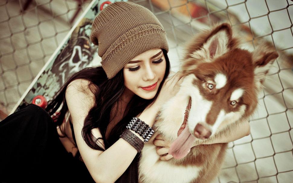 Cute Girl with Dog wallpaper,1920x1200 HD wallpaper,cute HD wallpaper,girl HD wallpaper,1920x1200 wallpaper