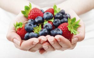 Girl Hands Berries Strawberries Blueberries Mood wallpaper thumb