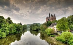Germany, Limburg, cathedral, castle, Lena river, trees wallpaper thumb