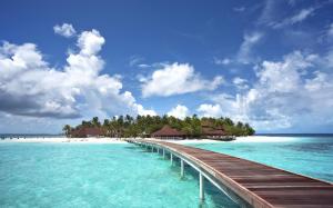 Maldives Sea Island Bridge Landscape Widescreen wallpaper thumb