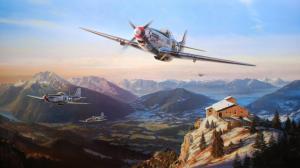 Airplanes, Digital Art, Villages, Snow, Mountains wallpaper thumb
