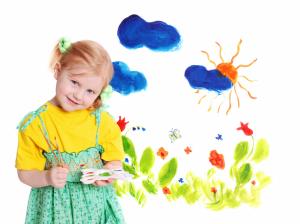 Watercolor painting of the blond little girl wallpaper thumb