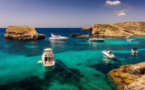 Malta, yachts, ocean, rocks, summer wallpaper thumb
