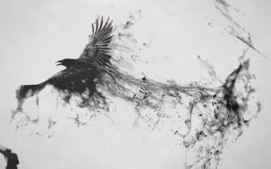 Crow turning into smoke wallpaper thumb