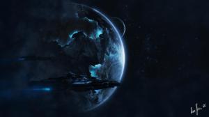 Ships Planets Fantasy Space wallpaper thumb