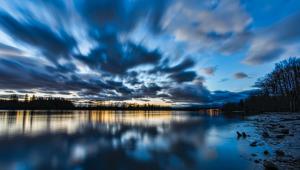Canada British Columbia Lake Water Surface Shore Trees Evening Sunset Sky Clouds Reflection Blue wallpaper thumb