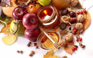 Fruits, apples, chestnuts, walnuts, honey, pumpkin wallpaper thumb