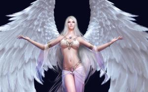 Girl white angel's wings wallpaper thumb