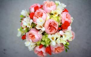 Peony, freesia, hydrangea, flowers bouquet wallpaper thumb