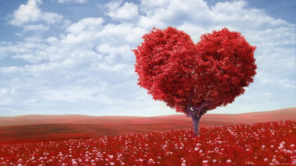 Red Heart Love Tree wallpaper,tree HD wallpaper,love HD wallpaper,heart HD wallpaper,3840x2160 wallpaper