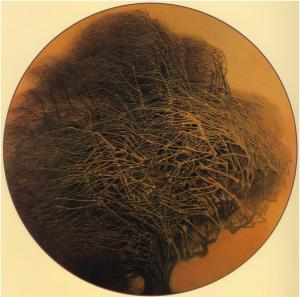 Zdzisław Beksiński, Artwork, Dark, Skeletons, Tree, Circle wallpaper thumb