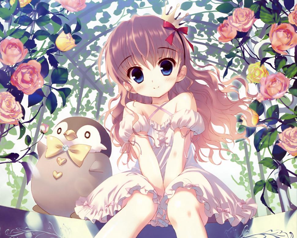 Anime Girls, Flowers, Penguins, Lovely wallpaper,anime girls HD wallpaper,flowers HD wallpaper,penguins HD wallpaper,lovely HD wallpaper,2886x2309 HD wallpaper,2886x2309 wallpaper