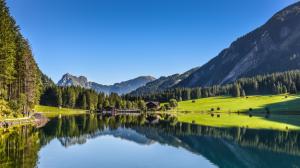 Tyrol, Austria, lake, mountains, forest, water reflection wallpaper thumb