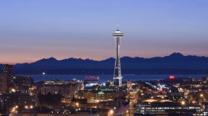 Seattle Space Needle Buildings Sunset HD wallpaper thumb