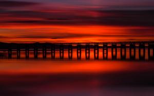 Scotland, Sunset, Nature, Bridge, River, Long Exposure, Silhouette, UK, Pier wallpaper thumb