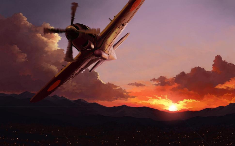 Airplane in the sunset wallpaper,aircraft HD wallpaper,1920x1200 HD wallpaper,airplane HD wallpaper,1920x1200 wallpaper