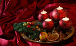 new year, christmas, candles, needles, food, silk wallpaper thumb