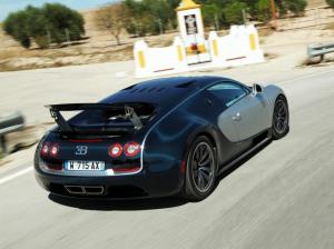 Bugatti Veyron 16.4 black supercar rear wallpaper thumb