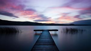 Landscape, sunset, water, sun, lake, dock, birds wallpaper | nature and ...