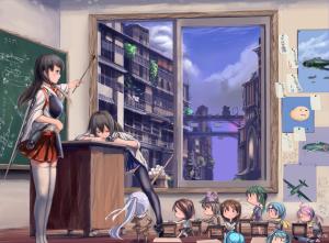 Anime Girls, Akagi, KanColle, Kaga, Classroom, Children wallpaper thumb