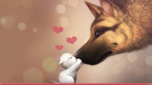 Valentines Day Dog & Cat Love HD wallpaper thumb