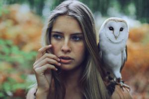 Owl, Women, Blonde, Long Hair wallpaper thumb