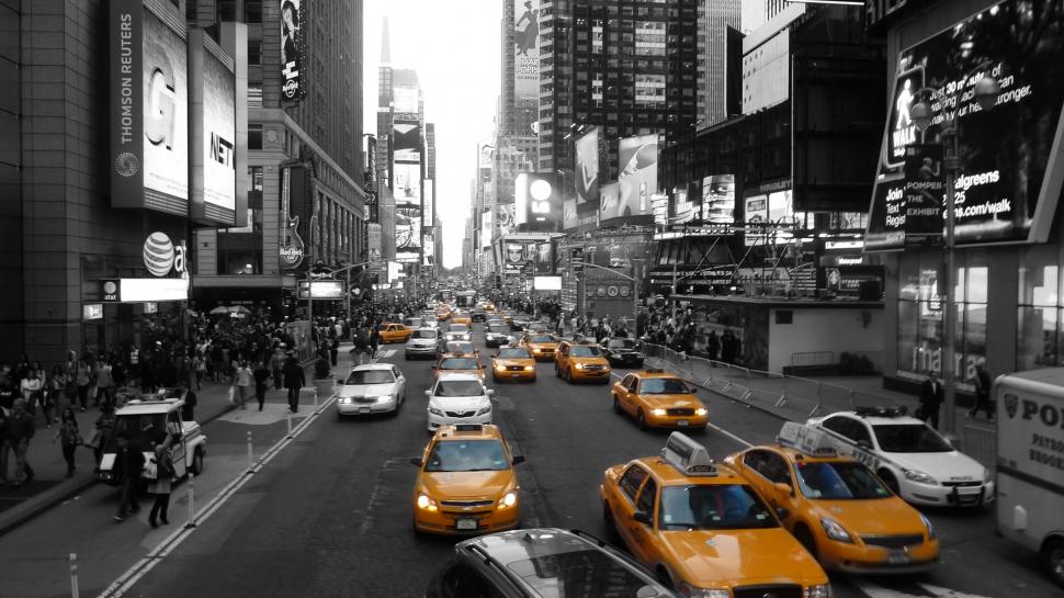 Colorsplash New York Street Traffic HD wallpaper,cityscape HD wallpaper,new HD wallpaper,street HD wallpaper,york HD wallpaper,colorsplash HD wallpaper,traffic HD wallpaper,1920x1080 wallpaper