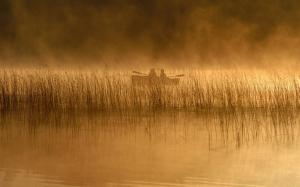Early Morning Fishing On A Misty Lake wallpaper thumb