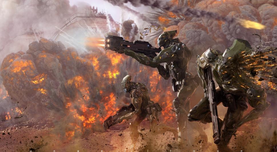 Science Fiction, Army, War, Explosion wallpaper,science fiction HD wallpaper,army HD wallpaper,war HD wallpaper,explosion HD wallpaper,2498x1379 wallpaper