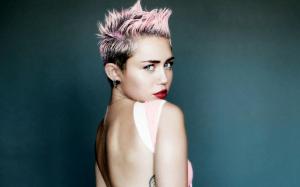 Miley Cyrus, Celebrities, Star, Bare Back, Woman, Short Hair, Blue Eyes, Photography wallpaper thumb