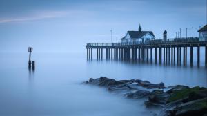 Beautiful Pier In A Misty Sea wallpaper thumb