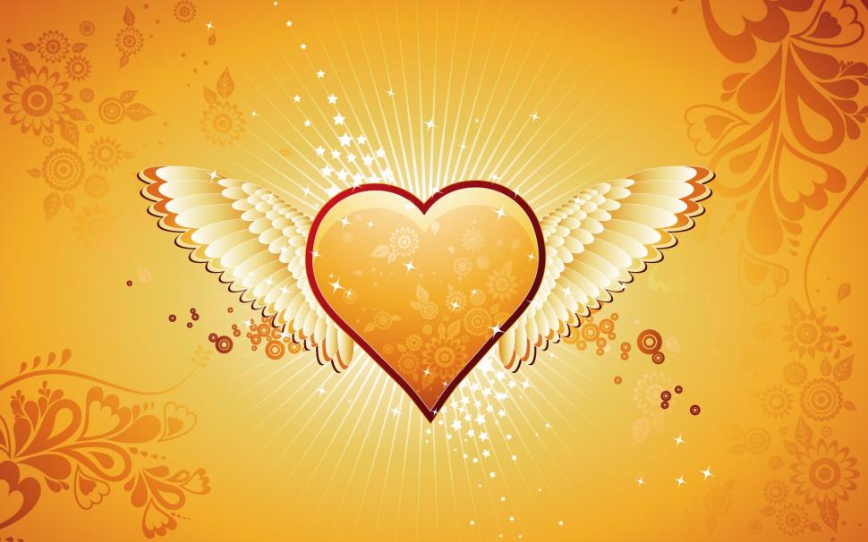 Orange heart-shaped wings of love wallpaper,Orange HD wallpaper,Heart HD wallpaper,Wings HD wallpaper,Love HD wallpaper,1920x1200 wallpaper