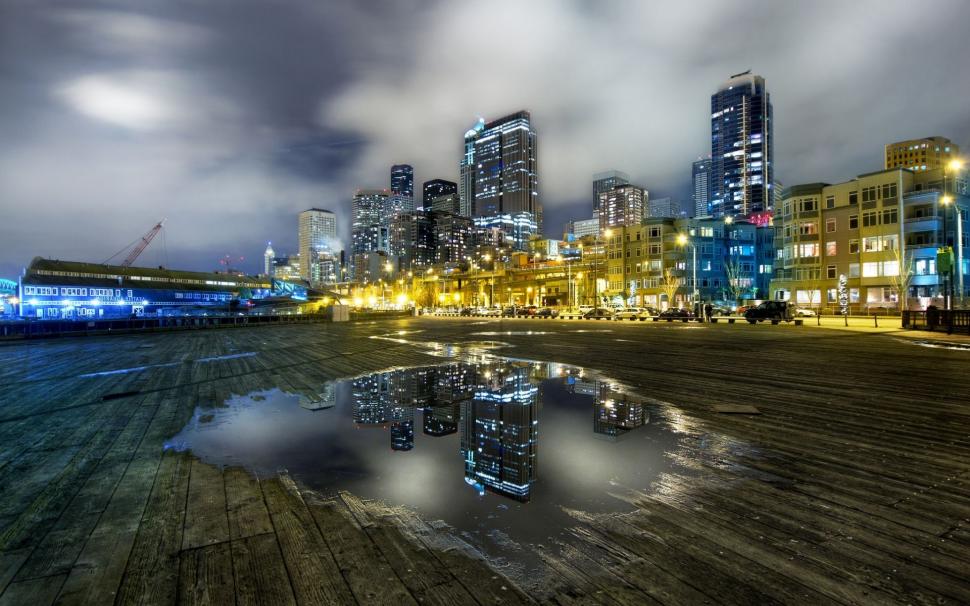 Puddle, Reflection, City, Lights, Architecture wallpaper,puddle HD wallpaper,reflection HD wallpaper,city HD wallpaper,lights HD wallpaper,architecture HD wallpaper,1920x1200 wallpaper