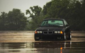 BMW M3 E36 Black Car Rain wallpaper thumb