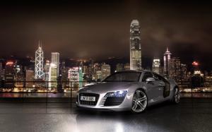 Audi R8 City Skyline Night HD wallpaper thumb