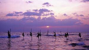 Sri Lanka, sea, dusk, people fishing wallpaper thumb