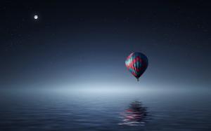 Hot air balloon over Sea HD wallpaper thumb