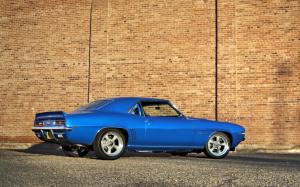 chevrolet camaro, muscle car, auto, blue, side view wallpaper thumb