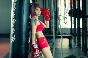 Asian girl boxing wallpaper thumb