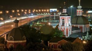 Moscow, Russia, city night, church, lights wallpaper thumb