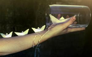 Water, Glasses, Paper Boat wallpaper thumb