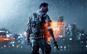 Battlefield 4 PC game, soldier, heavy rain, night wallpaper thumb