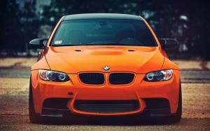 BMW M3 orange car front view wallpaper thumb